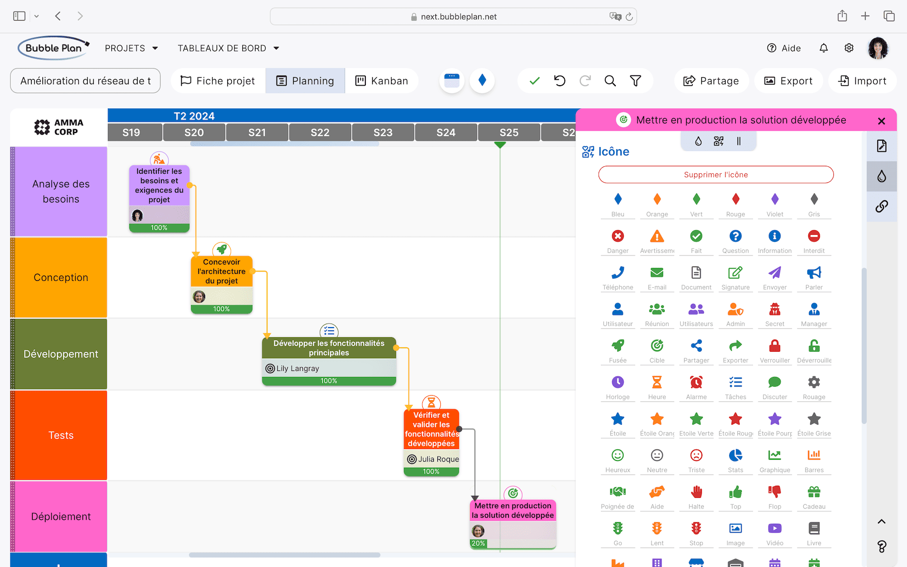application gestion planning